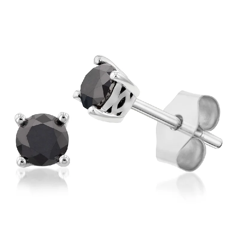 Chic, Trendy, And Affordable Jewelry Sale Sterling Silver1 Carat Black Diamond Stud Earrings