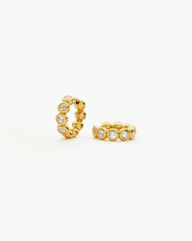 Tennis Small Hoop Earrings| 18ct Gold Vermeil Cubic Zirconia