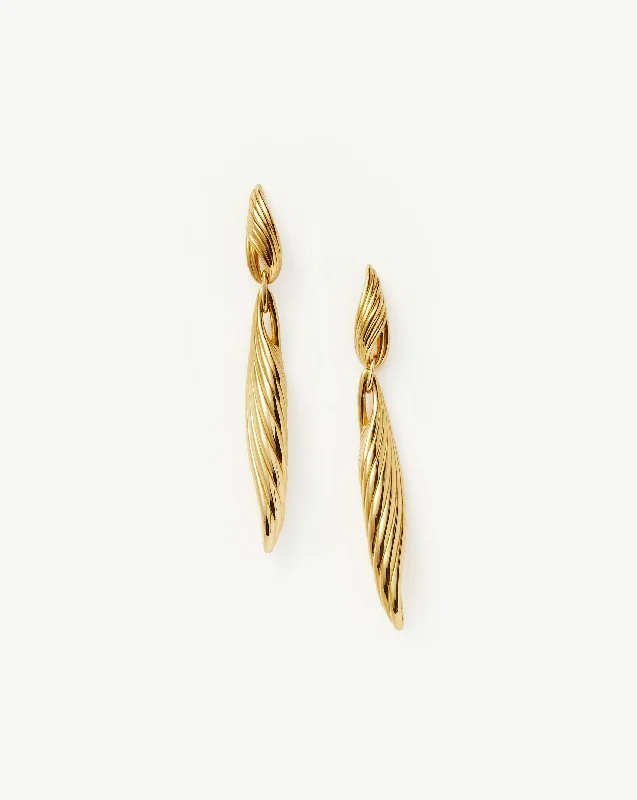 Wavy Ridge Double Drop Earrings