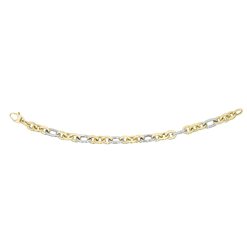 14K Gold Alternating Three Plus One Heritage Link Bracelet