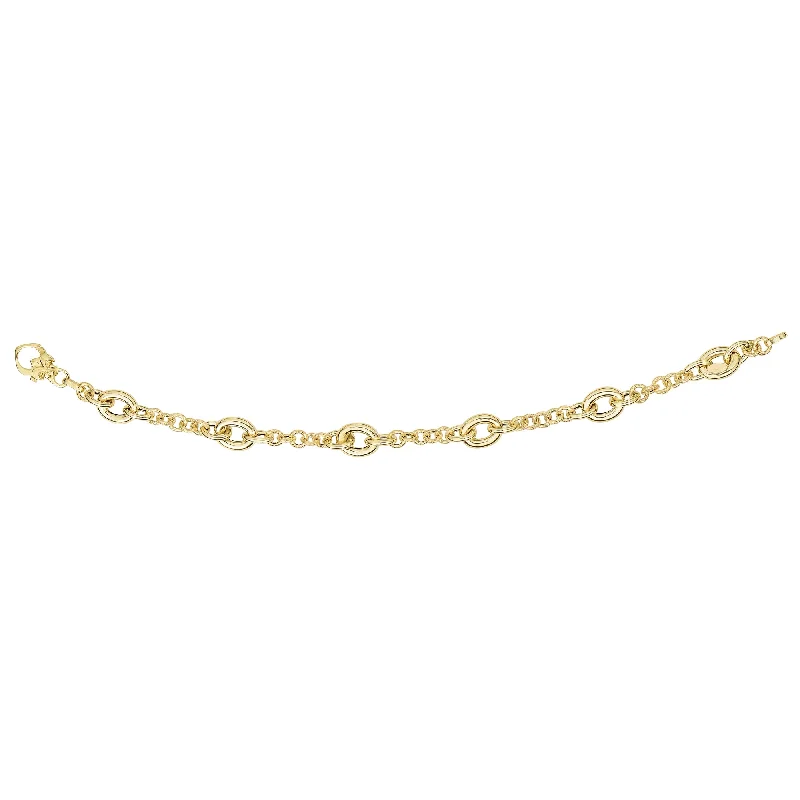 14K Gold Oval Station Heritage Link Bracelet