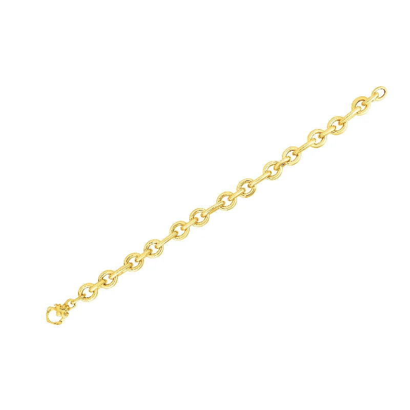 14K Gold Three Round & One Oval Heritage Link Bracelet