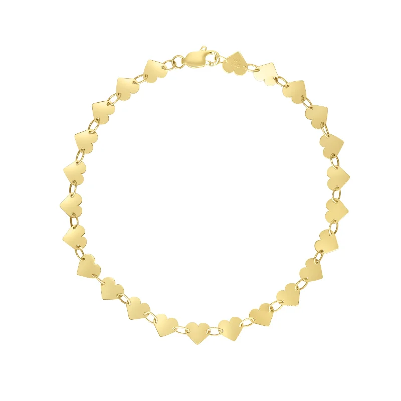 14K Heart Mirrored Chain Bracelet