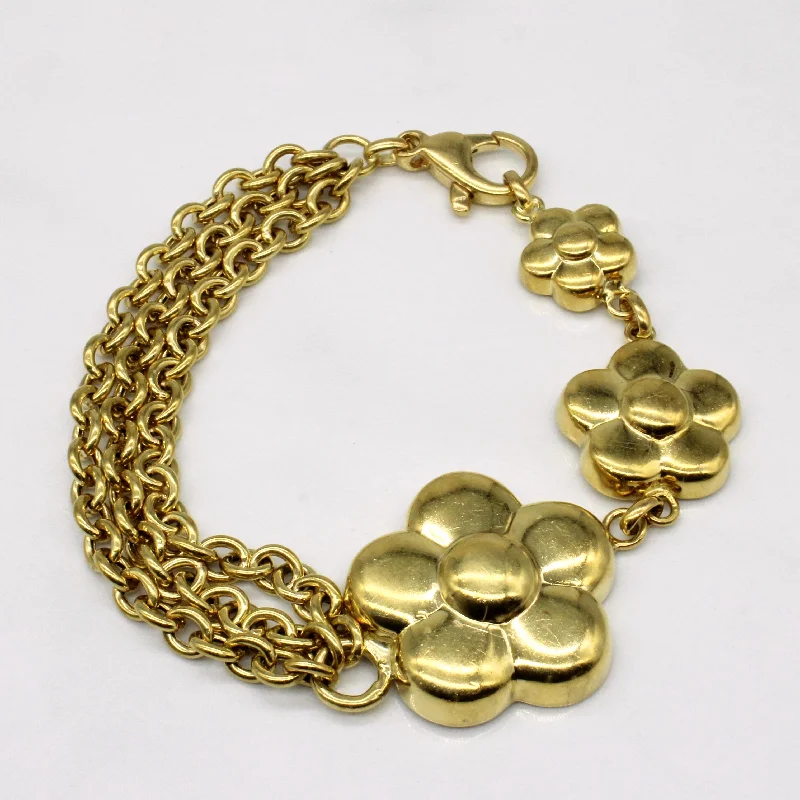 18k Yellow Gold Flower Bracelet | 7" |