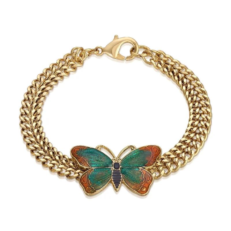 1928 Jewelry Metamorphic Butterfly Double Curb Bracelet, 7.25"L