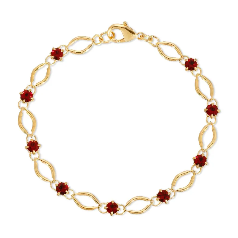 1928 Jewelry Siam Red Crystal Almond Link Bracelet 7.25"L