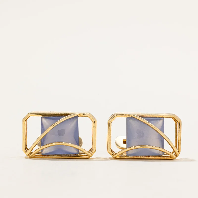 Blue Chalcedony Cufflinks | 14.00ctw |