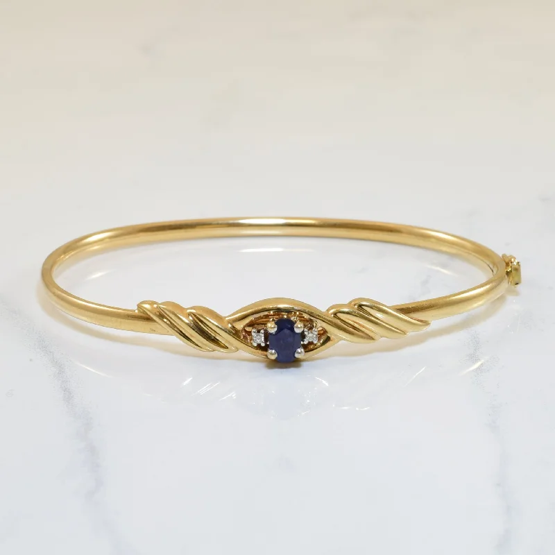 Blue Sapphire & Diamond Bangle Bracelet | 0.56ct, 0.02ctw | 8" |