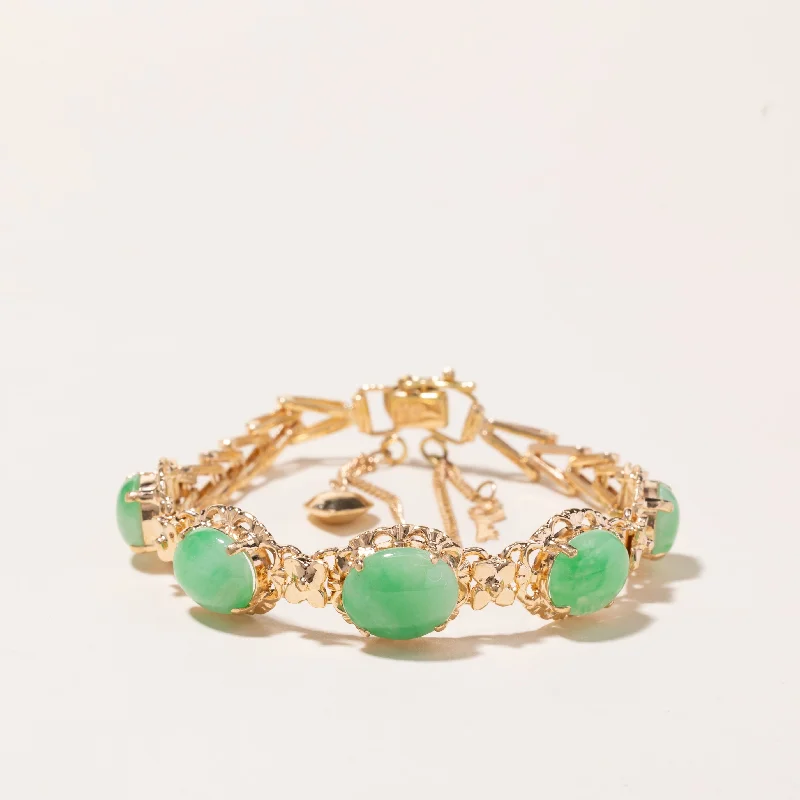 18k Yellow Gold Jade Bracelet | 6.5"