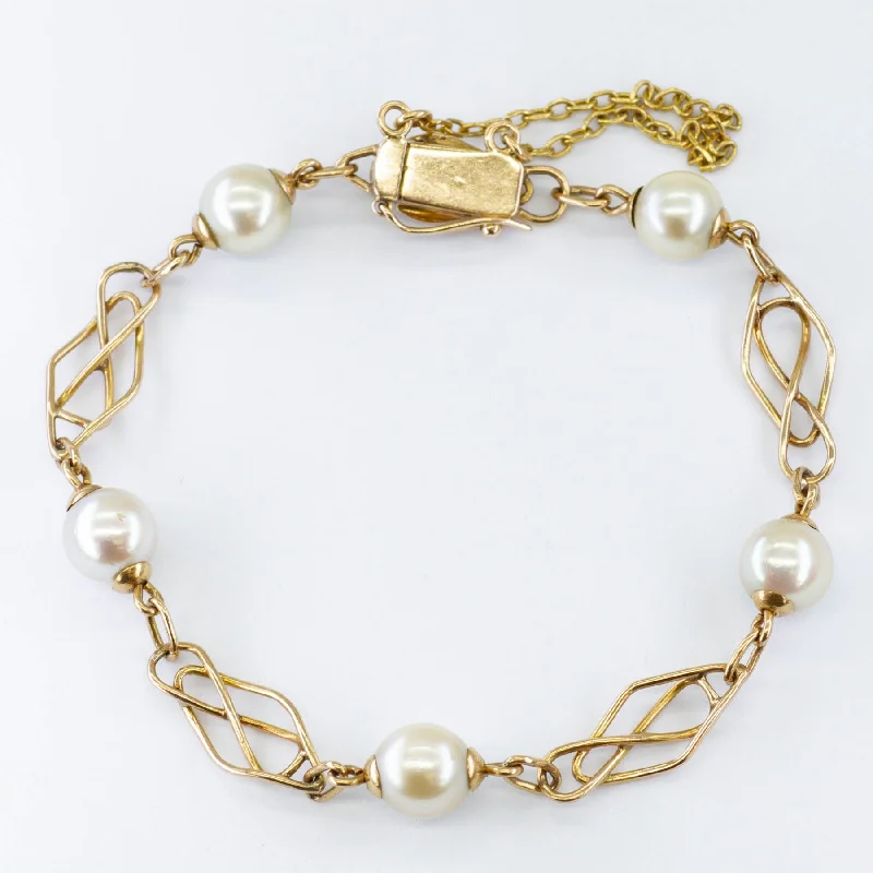 Chain Link Pearl Bracelet | 7" |