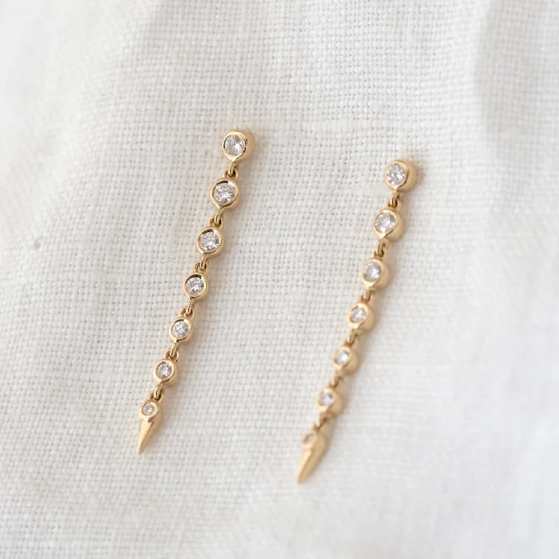 7 Diamond Drop Dangly Studs