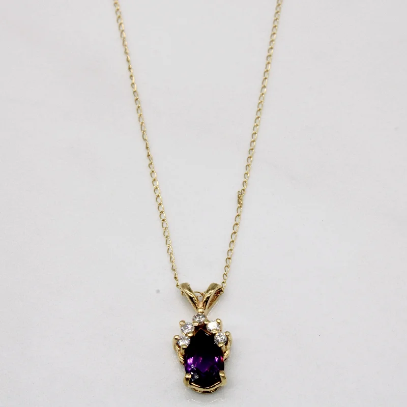 Must-Have Jewelry At Unbelievable Discounts Amethyst & Diamond Pendant 14k Necklace | 0.10ctw, 0.62ctw| 18" |