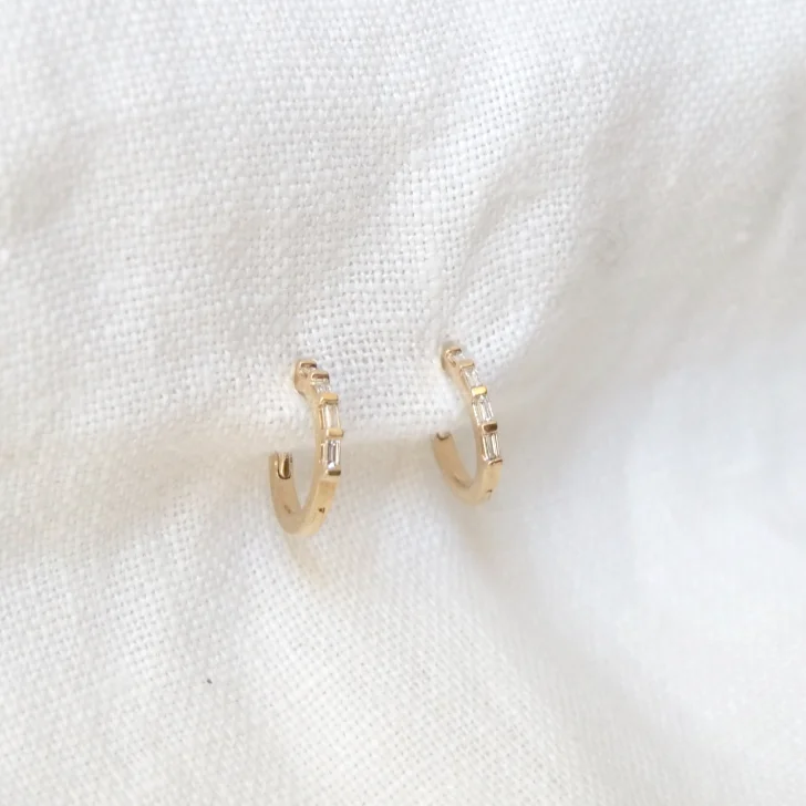 Baguette Diamond Clicker Hoops