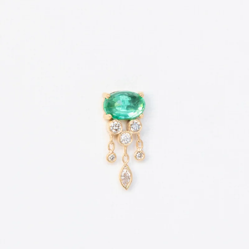 Jellyfish Emeralds and Diamond Earring