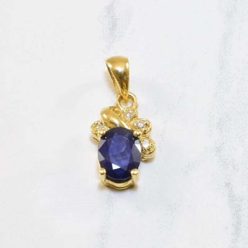 Oval Blue Sapphire & Diamond Pendant | 1.50ct, 0.04ctw |