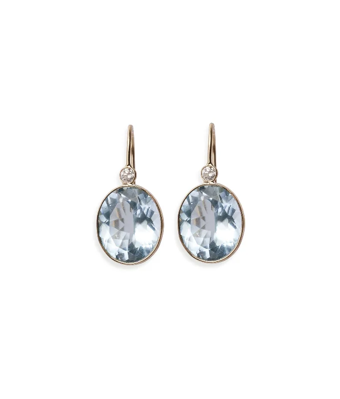 14k Gold Pool Earrings in Blue Topaz & Diamond