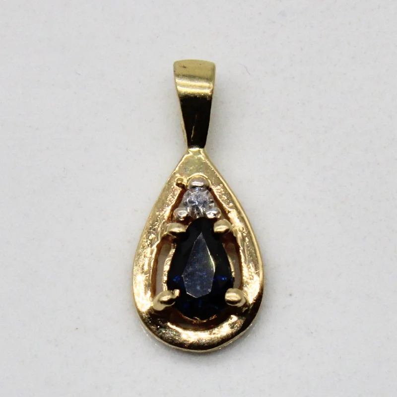 Pear Cut Sapphire & Diamond Pendant | 0.20ct, 0.01ct |