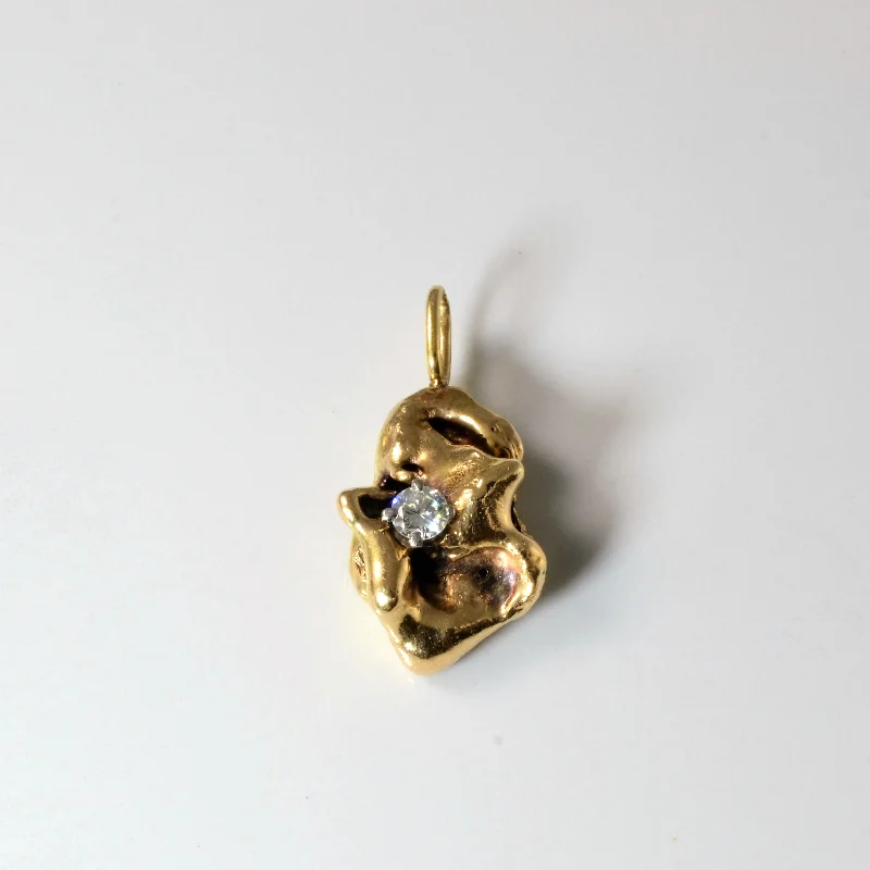 Romantic Heart-Shaped Jewelry For Special Gifts Gold Nugget Diamond Pendant | 0.23ct |