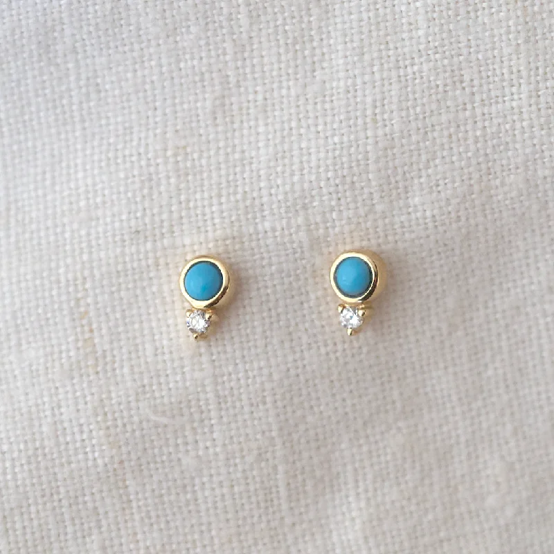 Turquoise and Diamond Studs